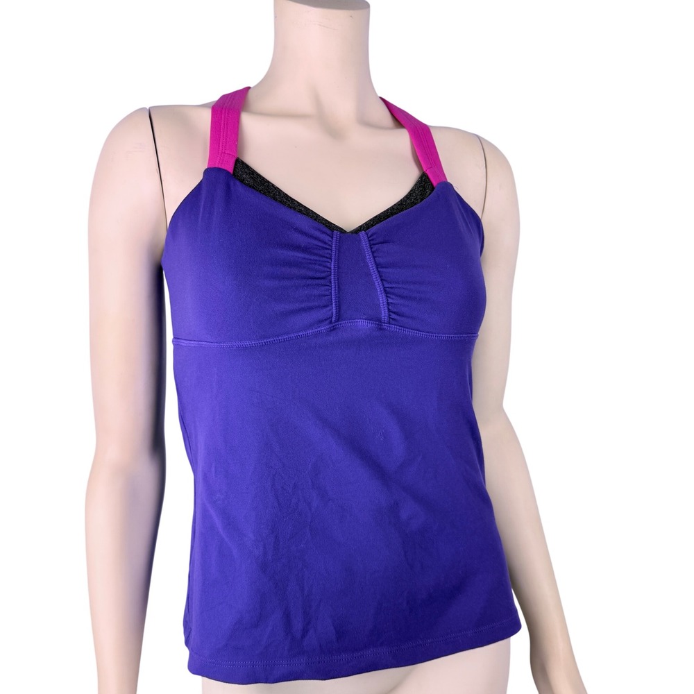 Rese Yoga Tank Top Womens‎ Large Purple Pink Crossback Athletic Made in USA - Picture 9 of 10